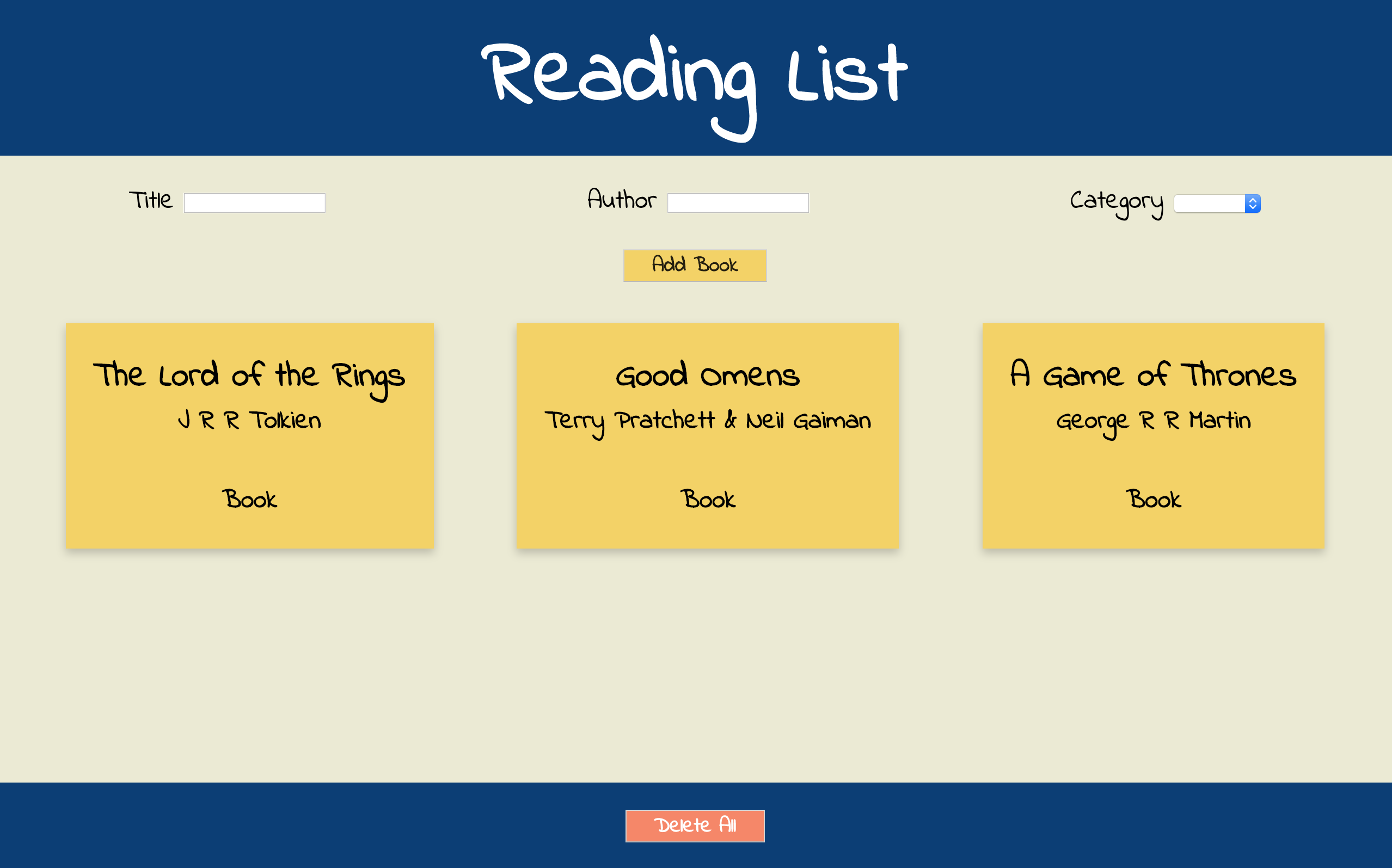 Reading List Screenshot